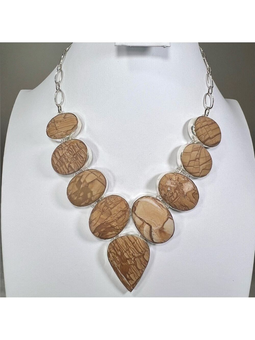 Rare “Wood Jasper” 925 Gemstone Necklace
